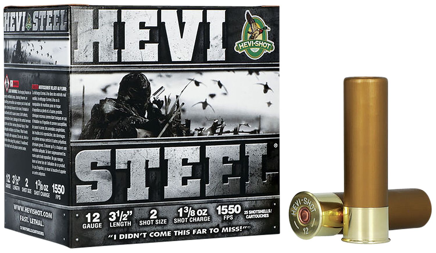 I-Shot HEVI-Shot HEVI-Steel 12 Gauge 3.5 Max Dram 1 3/8 Oz #2 Shot Size 25Rd Box HS65002 Ammo