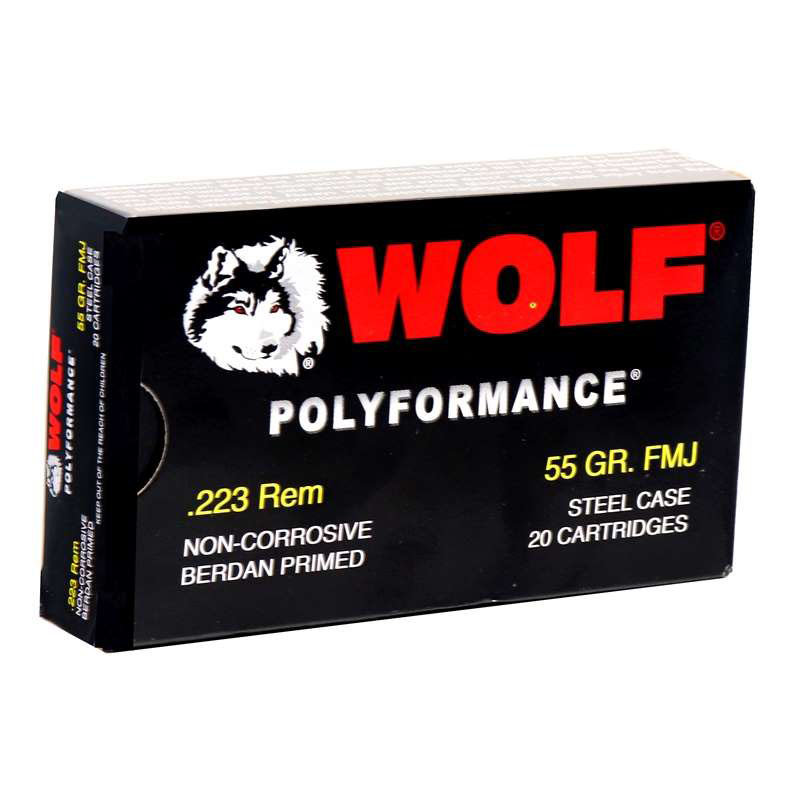 f Polyformance 223 Remington 55 Grain FMJ Steel Case Ammo