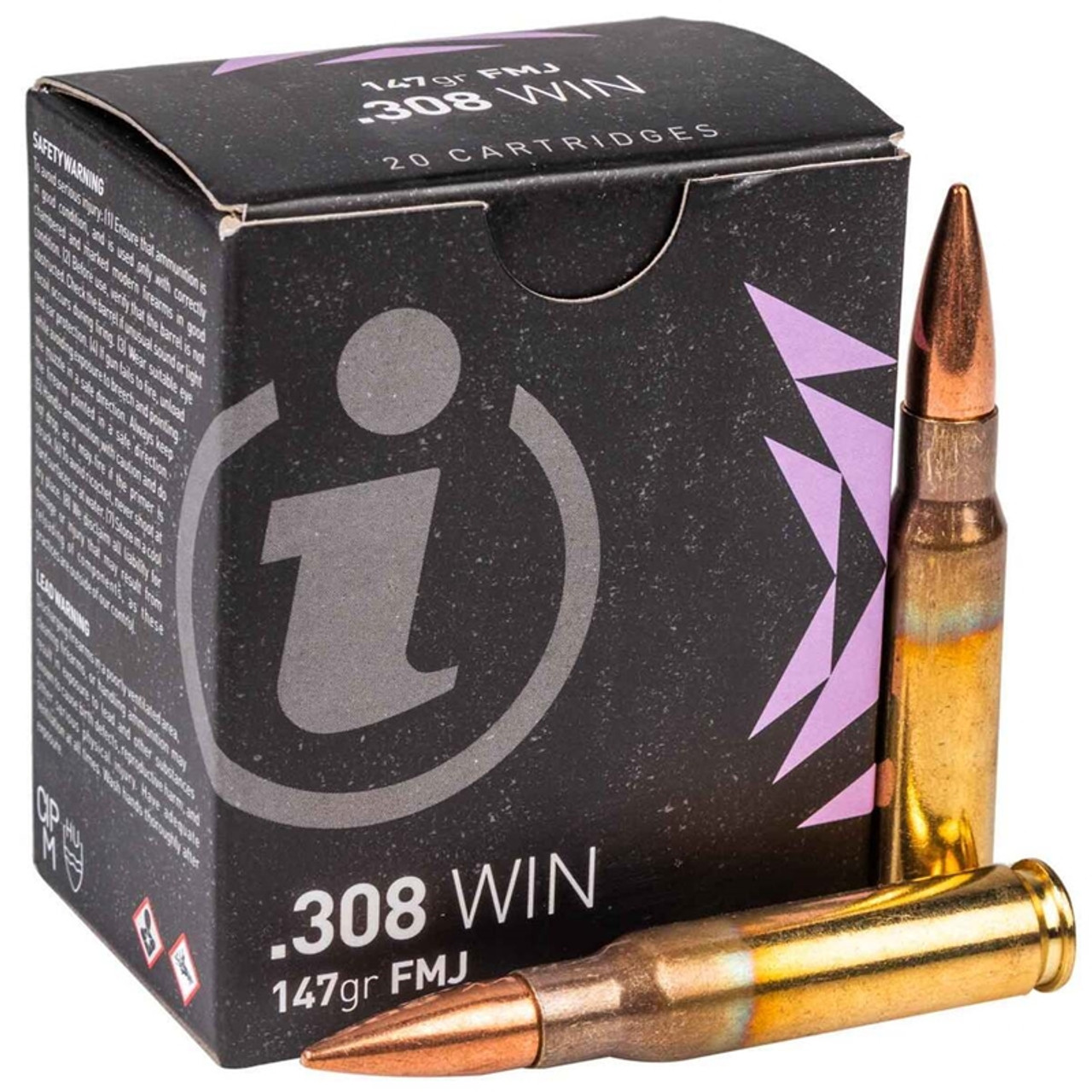 an 308 Winchester 147 Grain Full Metal Jacket (FMJ) Ammo